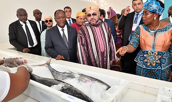 SM Le Roi et le Président ivoirien inaugurent le point de débarquement de pêche «Mohammed VI» de Locodjro